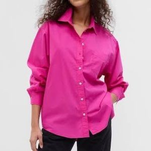 Gap - The Big Shirt - Cotton Poplin Button Down - Pink